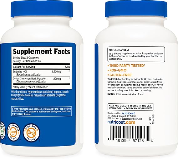 Nutricost Berberine HCl – 120 Capsules