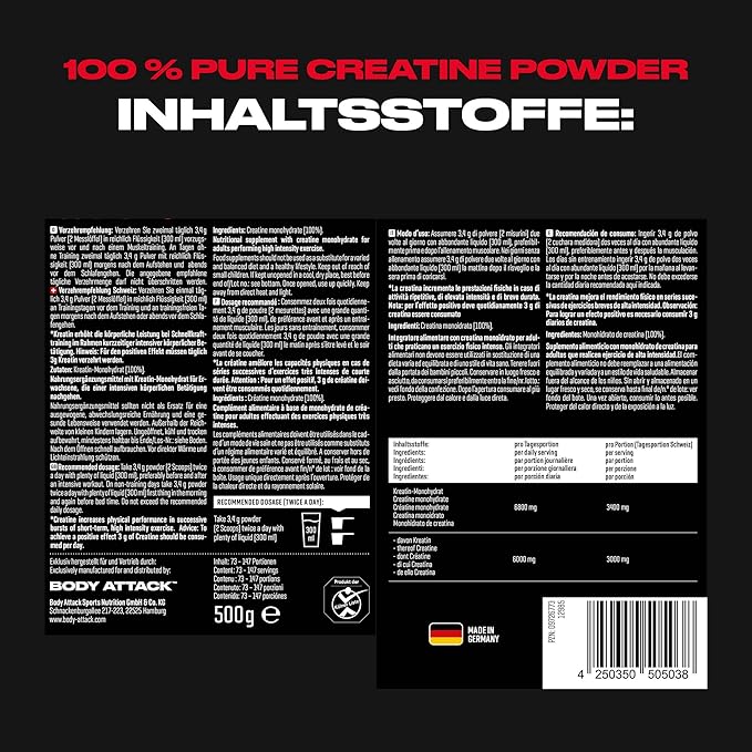 Body Attack Creatine Monohydrate 500g